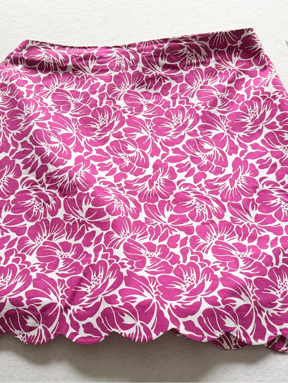 Talbots Pink and White Floral Scalloped Mini Skirt 16W